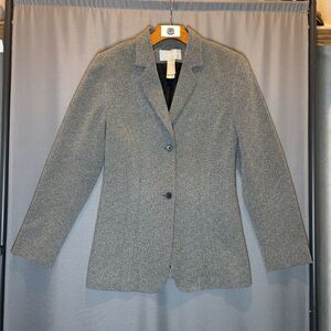 Liz Claiborne Grey Blazer Jacket 8P Petite Long Sleeve Business Casual